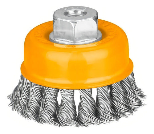 Escobilla De Copa Trenzada Torcida 75mm Esmeril Ingco Color Unico Color