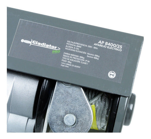 Tecle Electrico 400kg 850w Alzada 6-12mts Color Gris