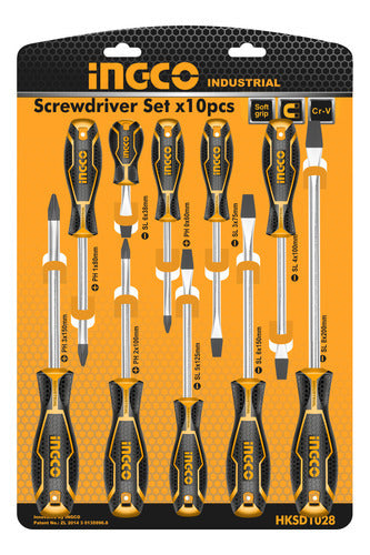 Kit Set Juego Destornilladores 10 Pzas Ingco Hksd1028