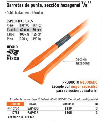 Chuzo De Punta 7/8 X 1 Mt. 3,20k.bap-100 Truper