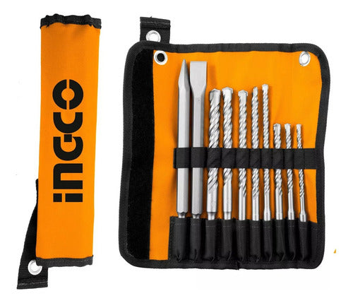 Jgo Cincel, Punto Y Broca Sds Plus 10pzas Ingco #akd2101