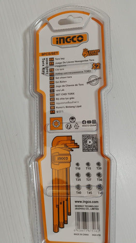 Juego Llaves Allen Estrella Torx 9 Piezas Ingco Hhk13092 Color Plateado