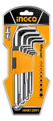 Set De 9 Llaves Allen Ingco Color Plateado