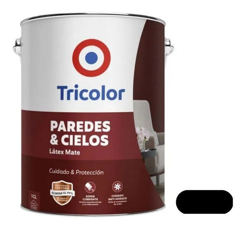 Látex Mate Paredes Y Cielos 1gln Negro Tricolor Color Único Color