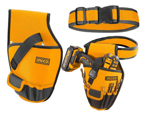 Coleto Porta Taladro Con Cinturon Ingco Htbp03011 Color Amarillo