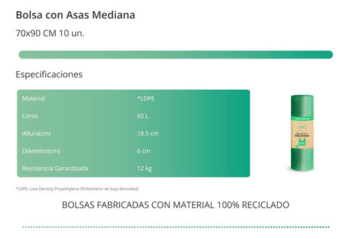 Bolsas De Basura Con Asas 70x90 Glitt 60un