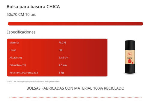 Bolsa De Basura Pequeña Glitt De 50x70cm Con 80 Unidades