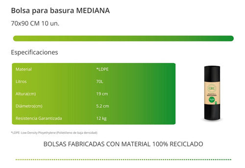 Bolsas De Basura Rollo 70 X 90 - 100% Glitt 60und