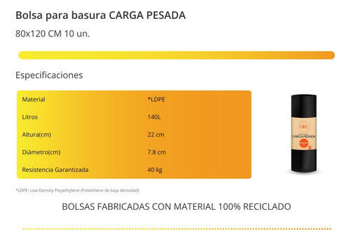 Bolsa De Basura Grande 80x120 - 80 Uds. Glitt