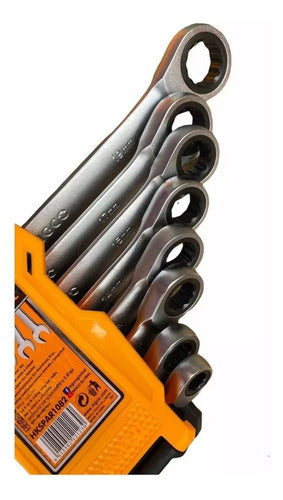 Set Llaves Punta/corona Con Chicharra 8 Pzas 8-19 Mm Ingco
