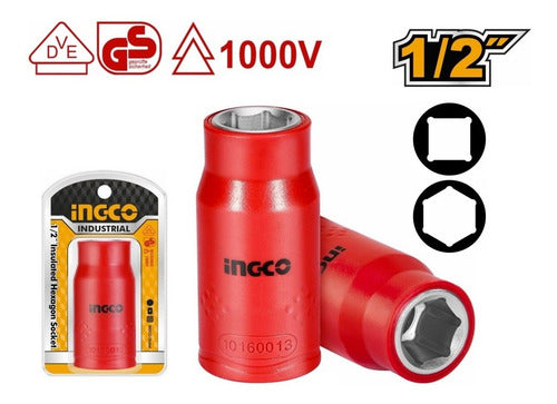 Llave Dado Aislado Ingco 1000v 1/2 Dr - 10 Mm 6 Puntas