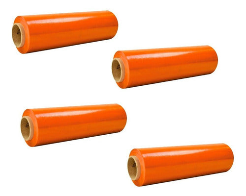 Film Naranja Para Embalaje Rollo 300 Mts Strech 4 Unidades