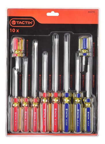 Set De 10 Piezas Destornillador Cruz / Plana Tactix
