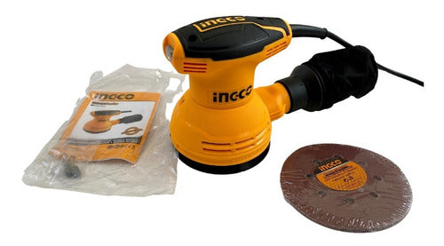 Ingco Industrial Rs3208 Naranja 50hz/60hz Lijadora Roto Orbital Industrial 320w + 5 Lijas