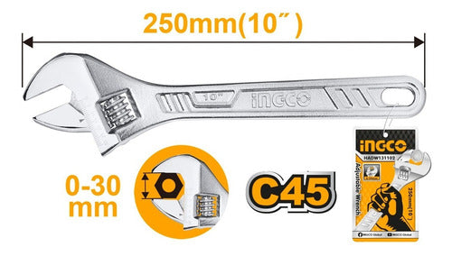 Llave Francesa Ajustable Ingco 250mm/10