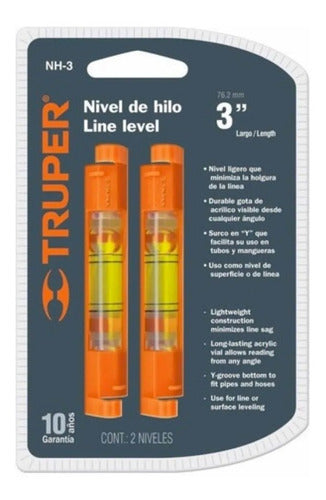 Nivel Truper De 3 Para Cuerda Set 2 Piezas