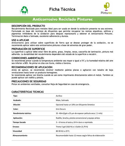 Anticorrosivo Reciclado Pinturec Gris 4g