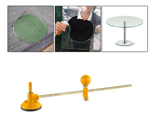 Cortador Circular De Vidrio De 60cm 6 Ruedas Y Ventosa Ingco