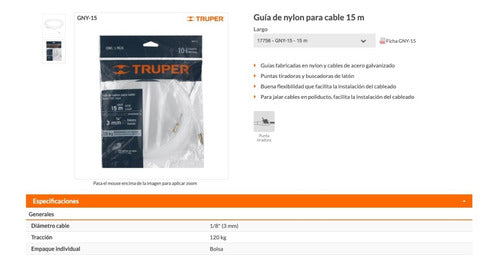 Guia P/electricista Truper De Nylon 15 Mt Gny-15