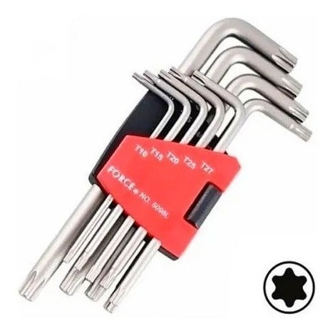 Juego De Llaves Torx T10-t50 9 Pzas Largas (5098l) - Force