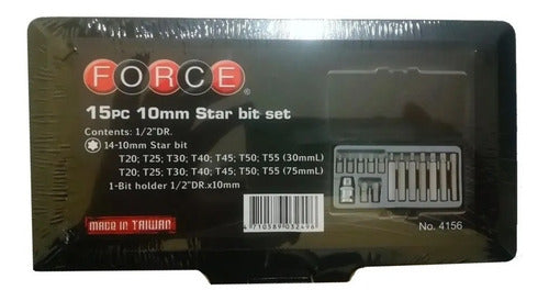 Juego De Puntas Torx T20 -t55 Cortas-largas Force 4156 15pzs