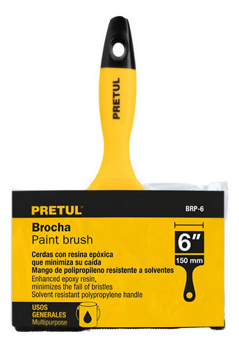 Brocha Mango Plastico 6´´ Pulgadas Pretul