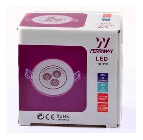 Foco Led 3w Para Techo Blanco Cálido Redondo Ferrawyy