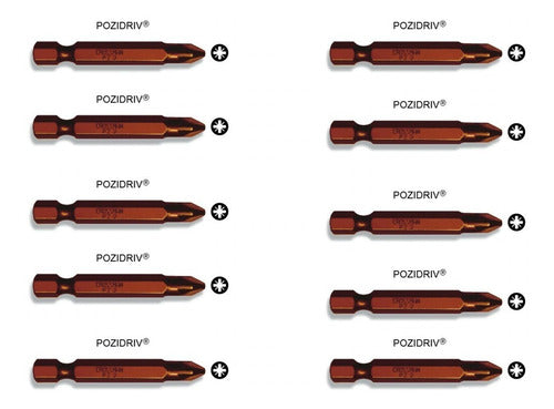 Punta Crossman Magnet. Pozidriv #2 1/4 X50mm (10 Uni.)
