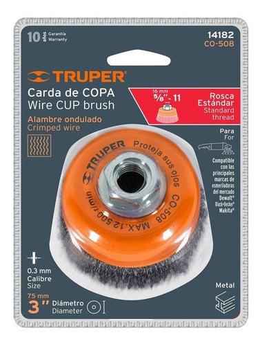 Escobilla Truper De Copa P/esmeril Lisa Fina 14 Mm
