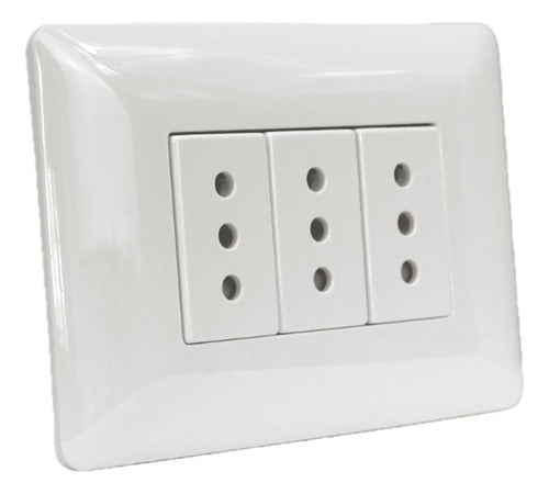 Tomacorriente Enchufe Triple Blanco 10a 220v 2918 Stanford