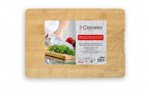Tabla De Corte De Bambu Cocina 33 X 23cm 3 Claveles
