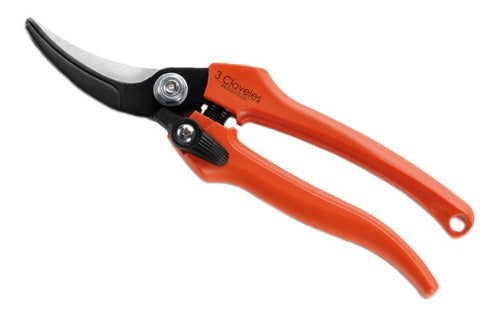 Tijera Vendimia Curva Tres Claveles - 18,5 Cms Cod.295