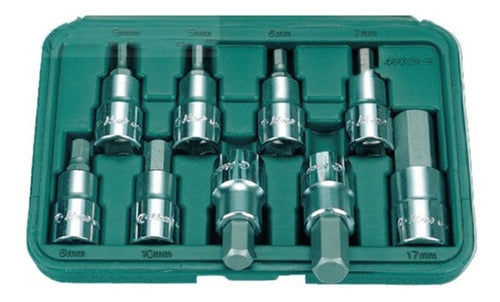 Llave Dado Hans 3/8 Dr Pta Hex. 3-12 Mm Jgo.8 Pzas