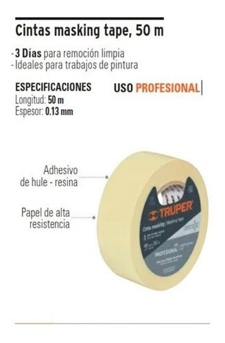 Cinta Masking (enmascarar) Truper 18 Mm X 50m #msk-3/4