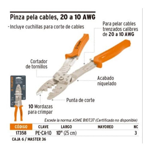 Alicate Pelacable Truper 10 P/ Terminale 10''