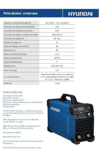 Soldadoras Inverter 160a Hyundai