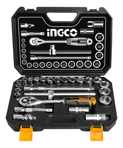 Set 25 Llaves Tubo 1/2 Ingco Bocallaves Maletin