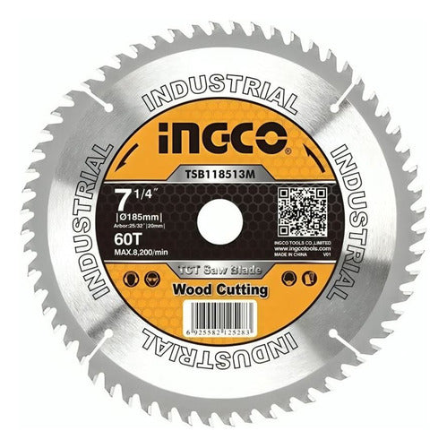 Disco De Sierra Circular 7 1/4 Pulgadas 60d Ingco Tsb118513 Plateado
