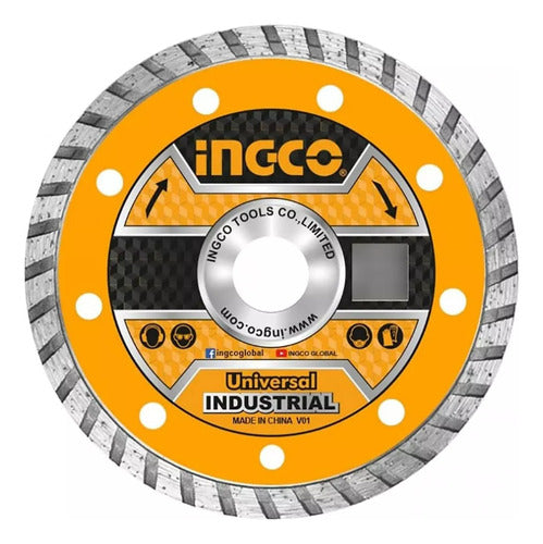 Disco Corte Diamante Turbo Ingco 180 Mm (7 Pulgadas) Color Gris