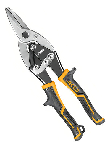 Tijera Hojalatera 10 Corte Recto Marca Ingco Htsn0110s Color Amarillo