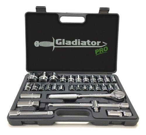Juego De Tubo, Llave Crique Métrico Gladiator Pro - Jt8321/2 Color Plateado
