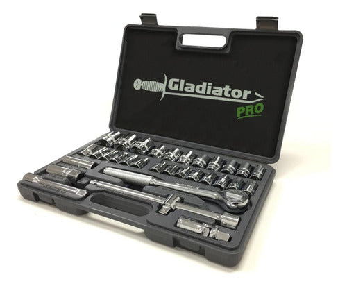 Juego De Tubo, Llave Crique Métrico Gladiator Pro - Jt8321/2 Color Plateado