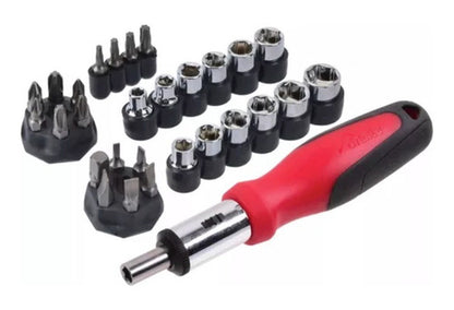 Juego De Herramientas Mecánicas Dados Puntas Acero 29 Pcs