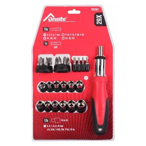 Juego De Herramientas Mecánicas Dados Puntas Acero 29 Pcs