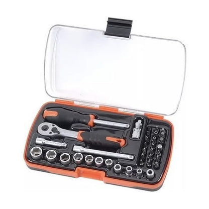 Juego Set De Herramientas Mecánicas Dados Llaves Acero 37pcs