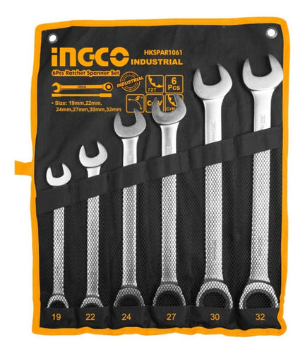 Juego De Llaves Combinadas Ingco Ratchet 19 A 32 Mm Con 6 Piezas