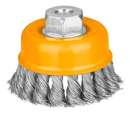 Grata Copa De Metal Trenzado 100mm/4puLG Ingco Wb21001 Color Amarillo