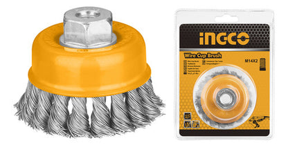 Grata Copa Trenzada 125 Mm Ingco Wb21251 Color Amarillo