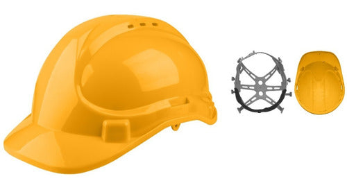Casco De Seguridad Amarillo Marca Ingco Con Barbiquejo