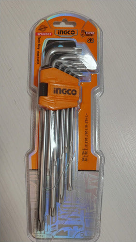 Juego Llaves Allen Estrella Torx 9 Piezas Ingco Hhk13092 Color Plateado